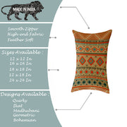 Ethnic Geometrical Printed Canvas Cotton Rectangular Cushion Covers, Set of 2